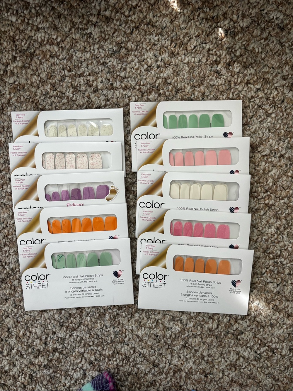 10 sets Color Street Nail Polish Strips - Assorted solids- Pastel & Bright